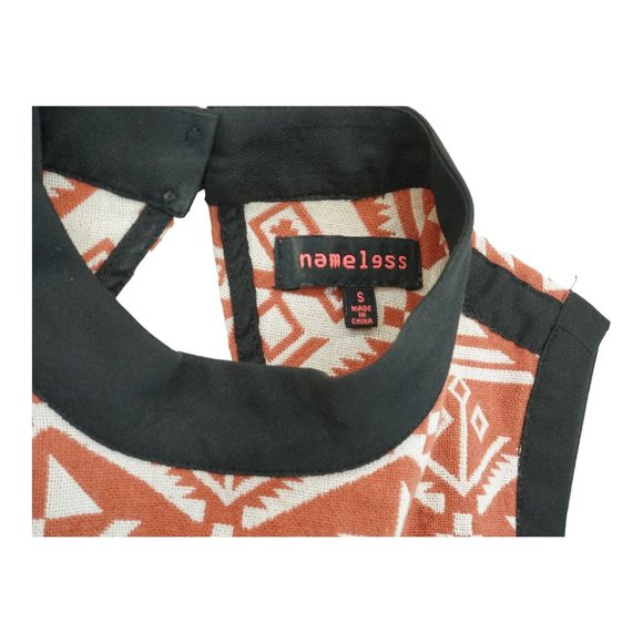 Nameless Contempo Casual Tribal Print Heavy Linen Open Back Woven Dress Sz Small - Picture 5 of 6